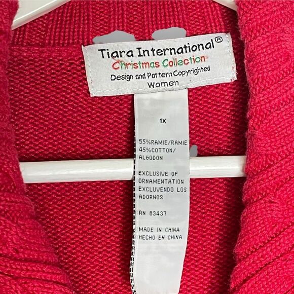 Y2K Tiara International Christmas Cardigan Beaded Grandmacore Ugly Plus Size 1X - Picture 11 of 12